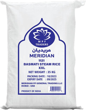Buy 1121 Basmati Steam Rice in Dubai | Meridian PF